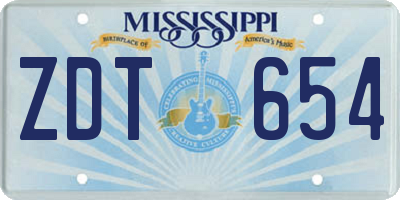 MS license plate ZDT654