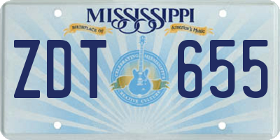 MS license plate ZDT655