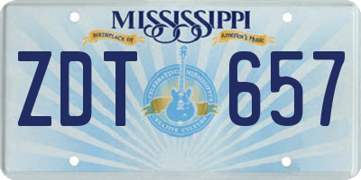 MS license plate ZDT657
