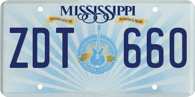 MS license plate ZDT660