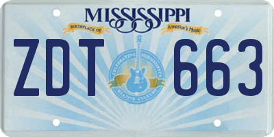 MS license plate ZDT663