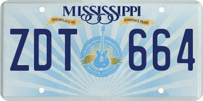 MS license plate ZDT664