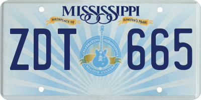 MS license plate ZDT665