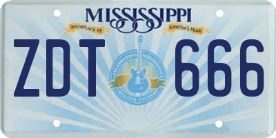 MS license plate ZDT666