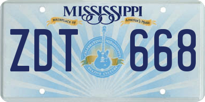 MS license plate ZDT668