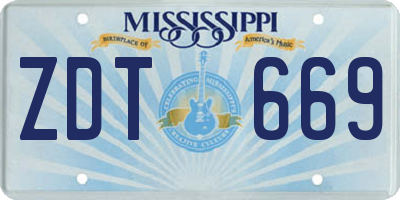 MS license plate ZDT669