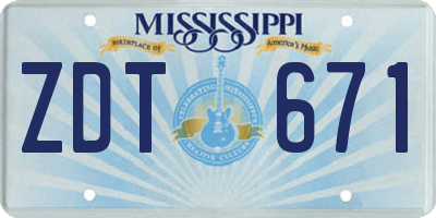 MS license plate ZDT671