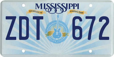 MS license plate ZDT672