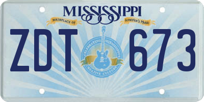 MS license plate ZDT673