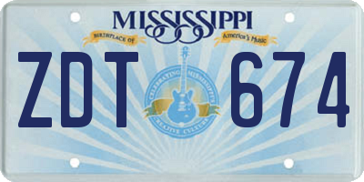 MS license plate ZDT674