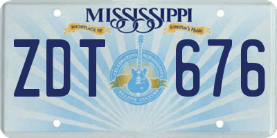 MS license plate ZDT676