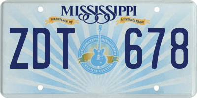 MS license plate ZDT678