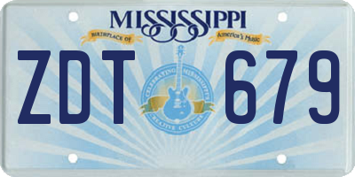 MS license plate ZDT679
