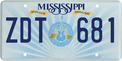 MS license plate ZDT681