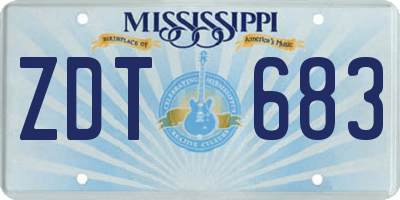 MS license plate ZDT683