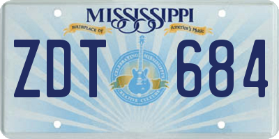MS license plate ZDT684