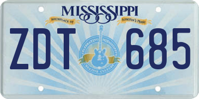 MS license plate ZDT685