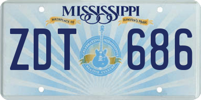 MS license plate ZDT686
