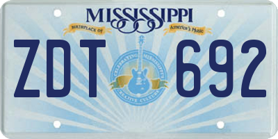 MS license plate ZDT692