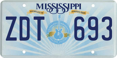 MS license plate ZDT693