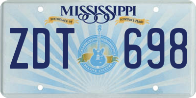 MS license plate ZDT698