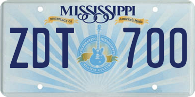 MS license plate ZDT700