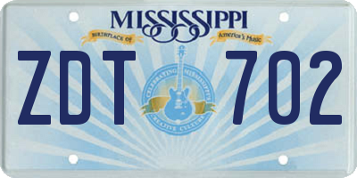MS license plate ZDT702