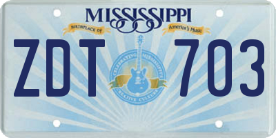 MS license plate ZDT703