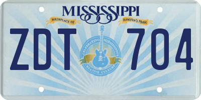 MS license plate ZDT704