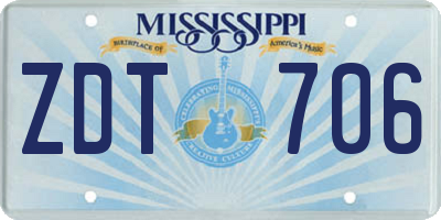 MS license plate ZDT706