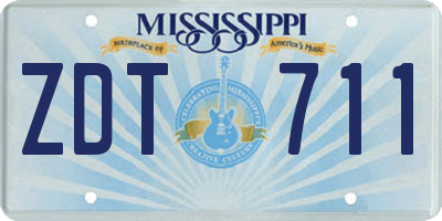 MS license plate ZDT711
