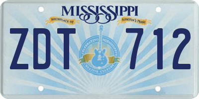 MS license plate ZDT712