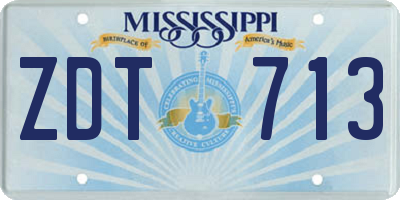 MS license plate ZDT713