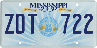 MS license plate ZDT722
