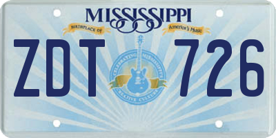 MS license plate ZDT726
