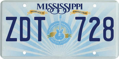 MS license plate ZDT728
