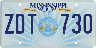 MS license plate ZDT730