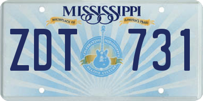 MS license plate ZDT731