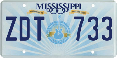 MS license plate ZDT733