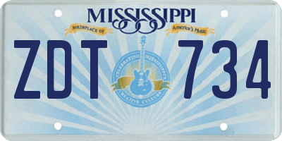 MS license plate ZDT734