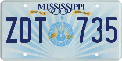 MS license plate ZDT735