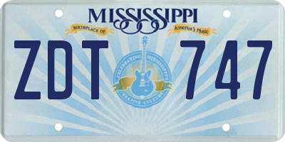 MS license plate ZDT747