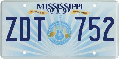 MS license plate ZDT752