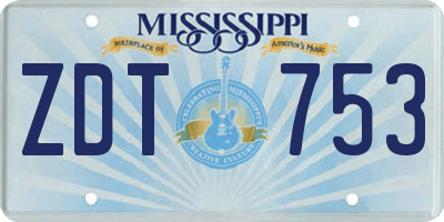 MS license plate ZDT753