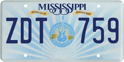 MS license plate ZDT759