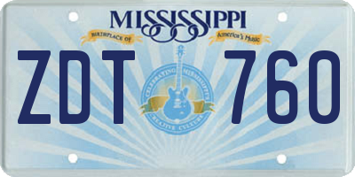 MS license plate ZDT760