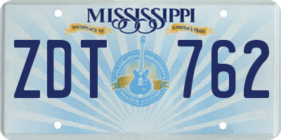 MS license plate ZDT762