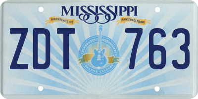 MS license plate ZDT763