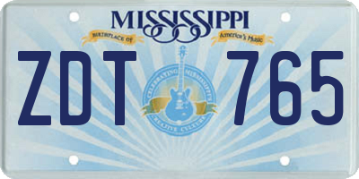 MS license plate ZDT765
