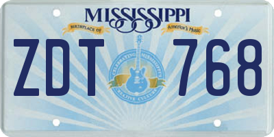 MS license plate ZDT768